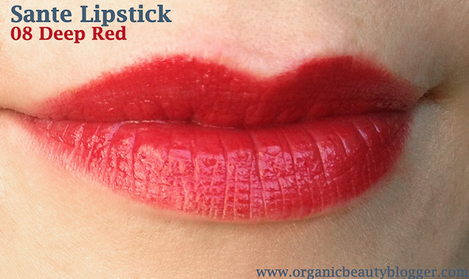 Blogger Lipstick Organic Deep Sante 08 Swatches - Red Beauty